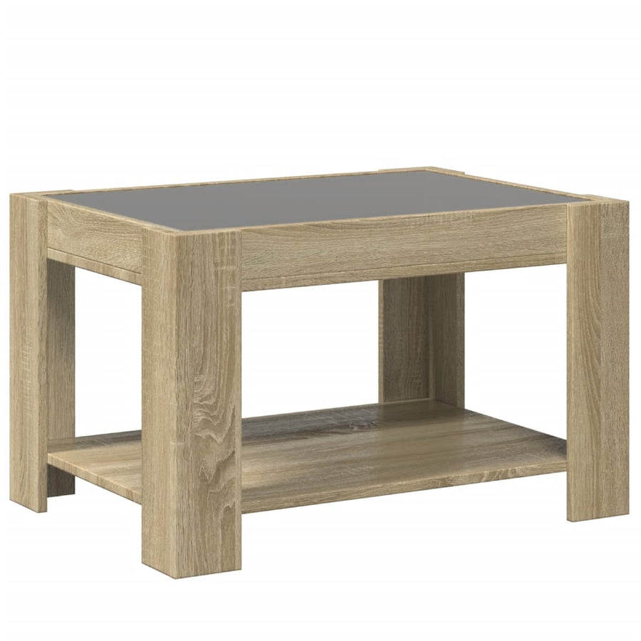 Salontafel met LED 73x53x45 cm bewerkt hout sonoma eikenkleurig