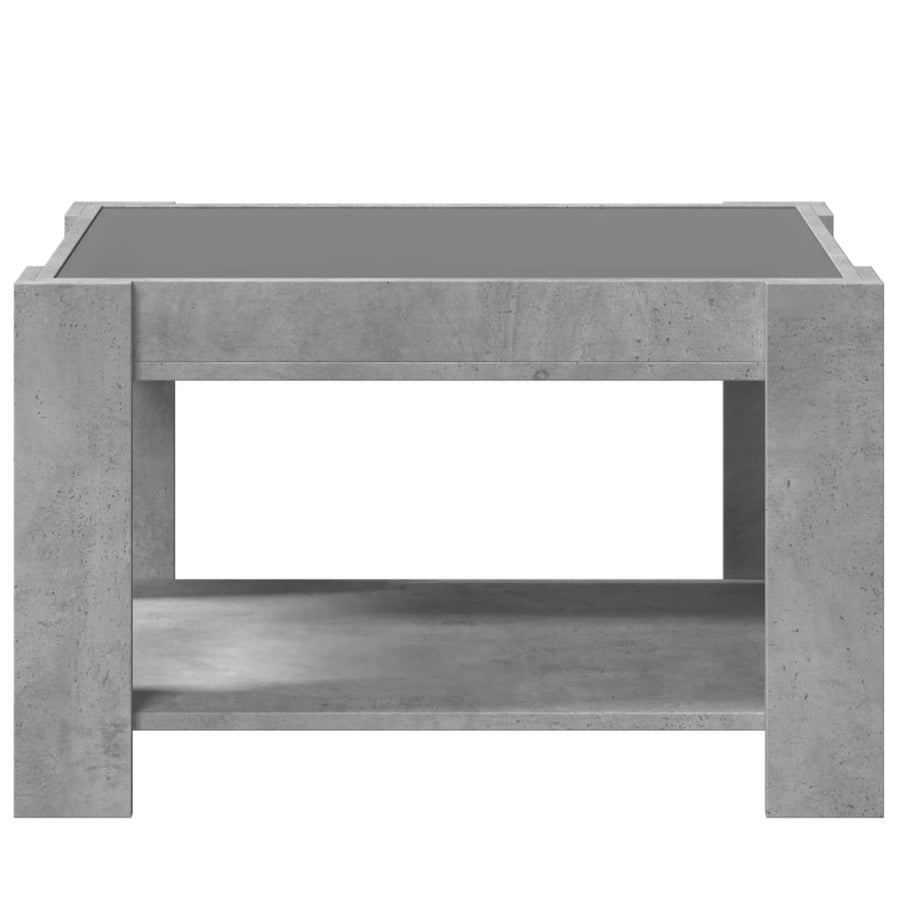 Salontafel met LED 73x53x45 cm bewerkt hout betongrijs