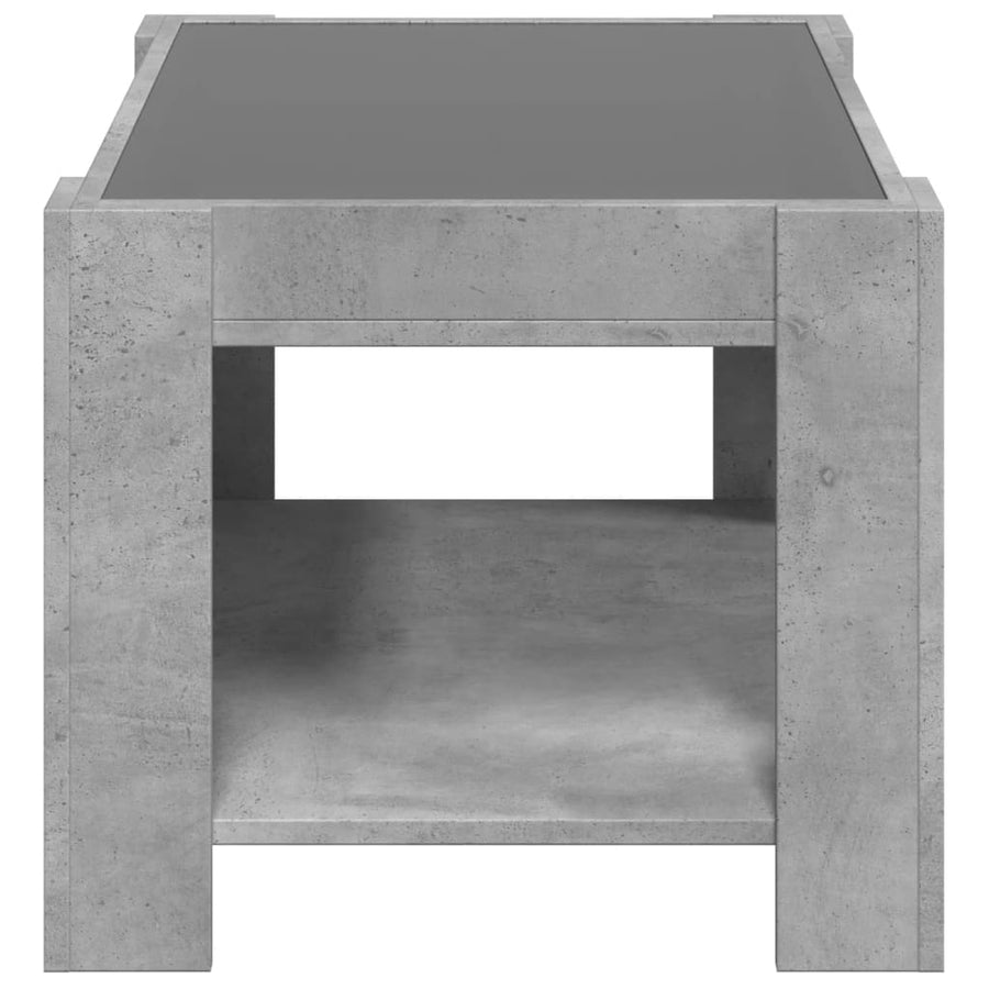 Salontafel met LED 73x53x45 cm bewerkt hout betongrijs