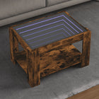 Coffee table with LED 73x53x45 cm engineered wood smoked oak color