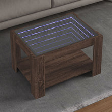 Salontafel met LED 73x53x45 cm bewerkt hout bruin eikenkleurig