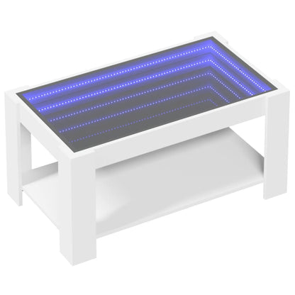 Salontafel met LED 93x53x45 cm bewerkt hout wit