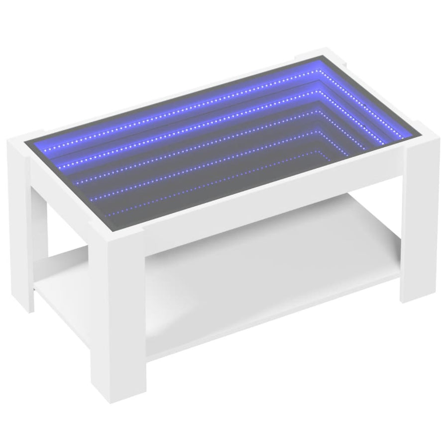 Salontafel met LED 93x53x45 cm bewerkt hout wit