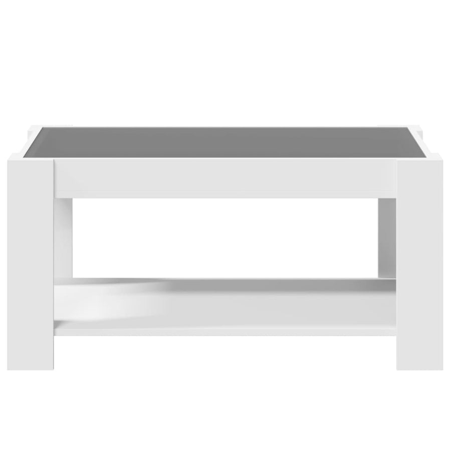 Salontafel met LED 93x53x45 cm bewerkt hout wit