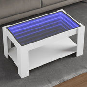 Salontafel bewerkt hout wit LED 93x53x45 cm