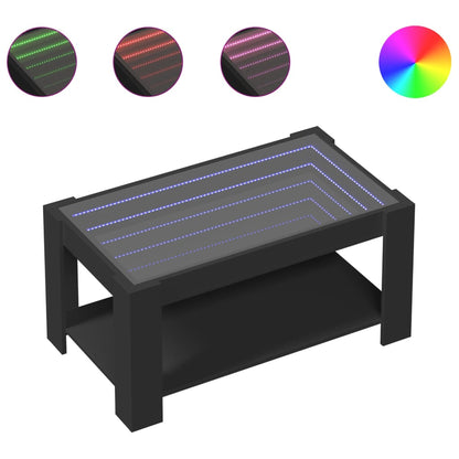 Salontafel met LED 93x53x45 cm bewerkt hout zwart