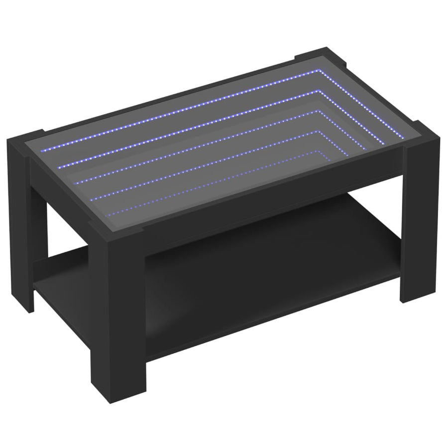 Salontafel met LED 93x53x45 cm bewerkt hout zwart