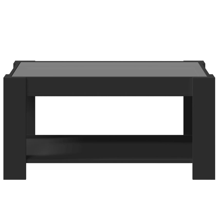 Salontafel met LED 93x53x45 cm bewerkt hout zwart
