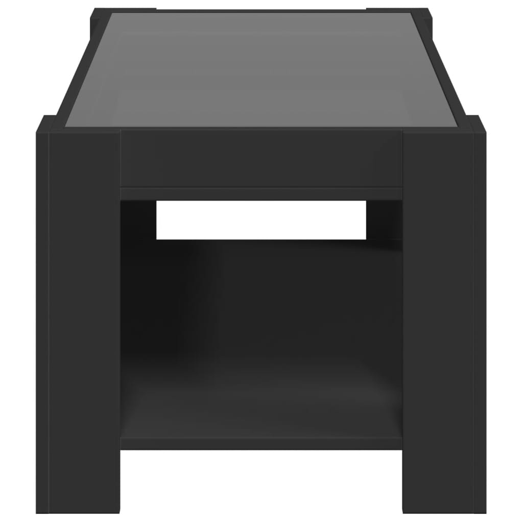 Salontafel met LED 93x53x45 cm bewerkt hout zwart