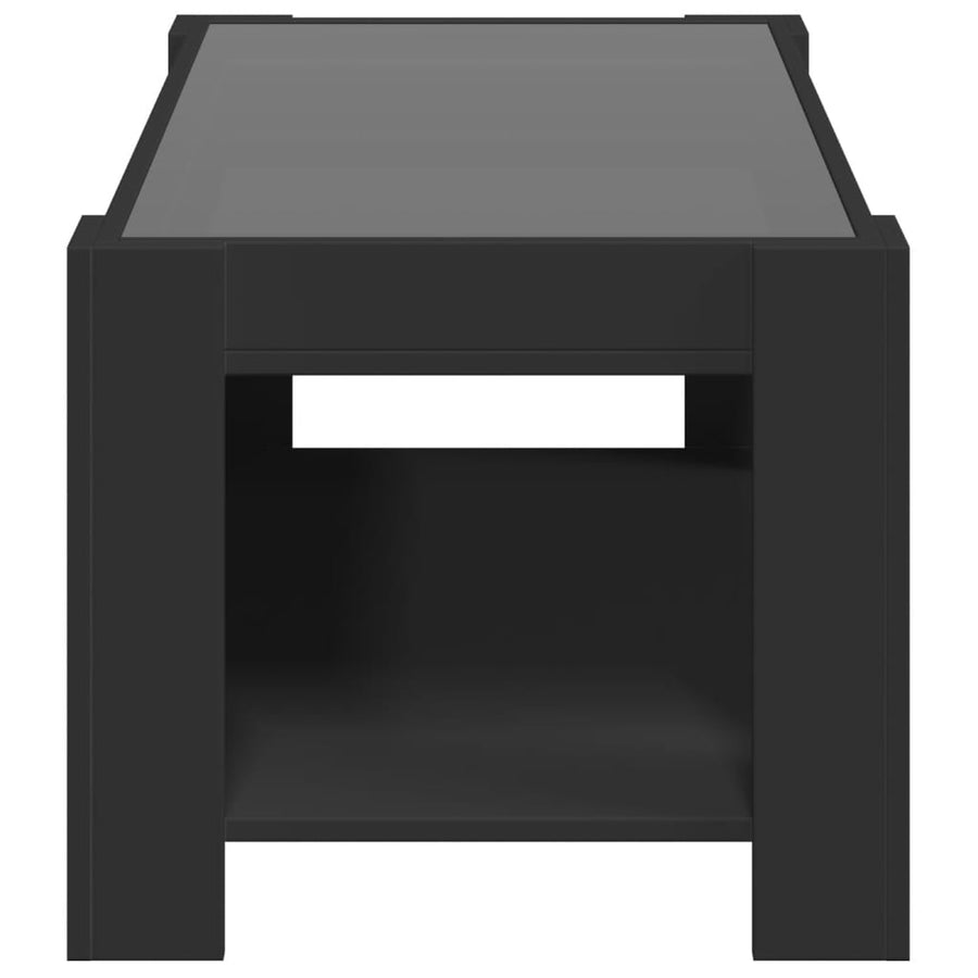 Salontafel met LED 93x53x45 cm bewerkt hout zwart