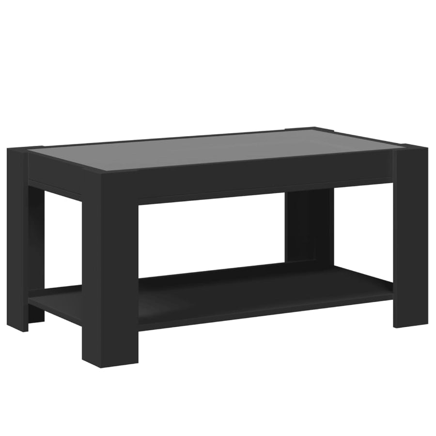Salontafel met LED 93x53x45 cm bewerkt hout zwart