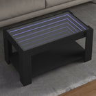 Salontafel bewerkt hout zwart 93x53x45 cm LED