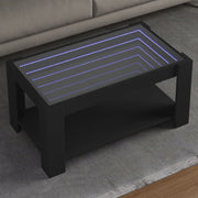 Salontafel bewerkt hout zwart 93x53x45 cm LED