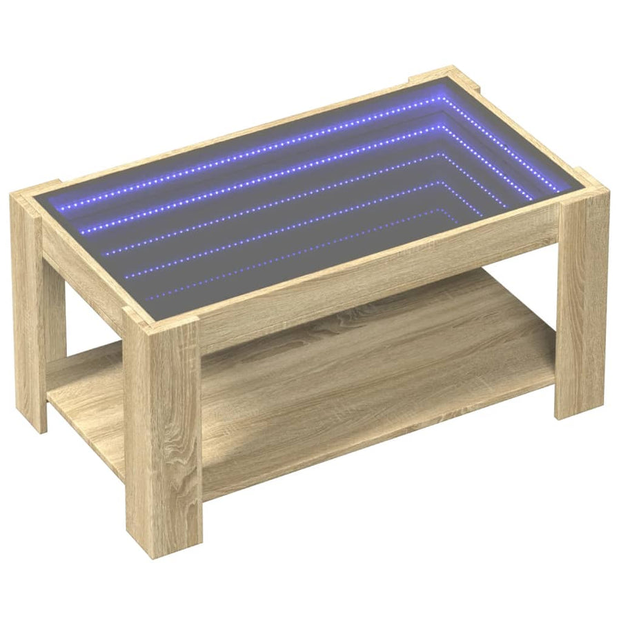 Salontafel met LED 93x53x45 cm bewerkt hout sonoma eikenkleurig