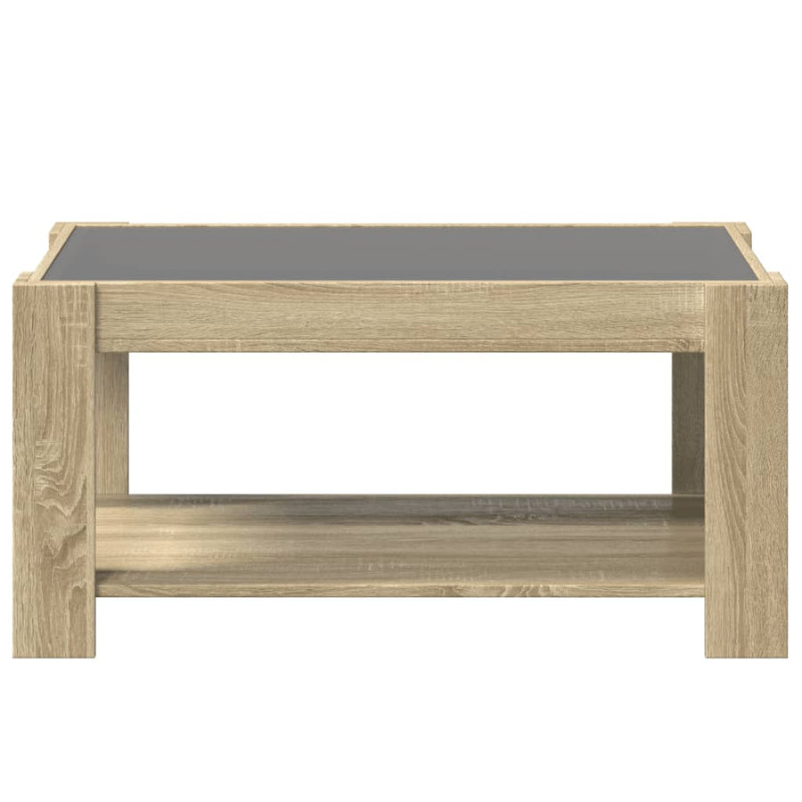Salontafel met LED 93x53x45 cm bewerkt hout sonoma eikenkleurig