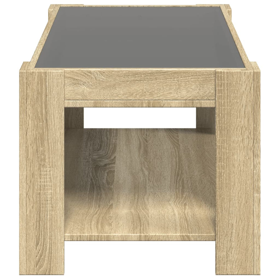 Salontafel met LED 93x53x45 cm bewerkt hout sonoma eikenkleurig