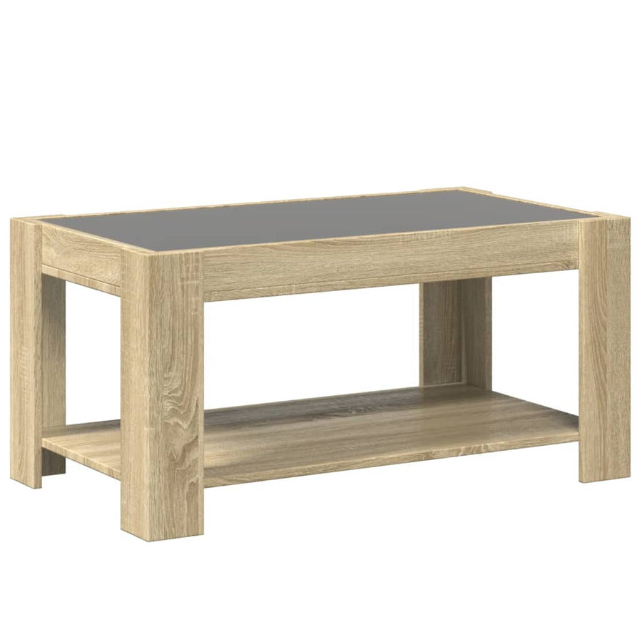 Salontafel met LED 93x53x45 cm bewerkt hout sonoma eikenkleurig