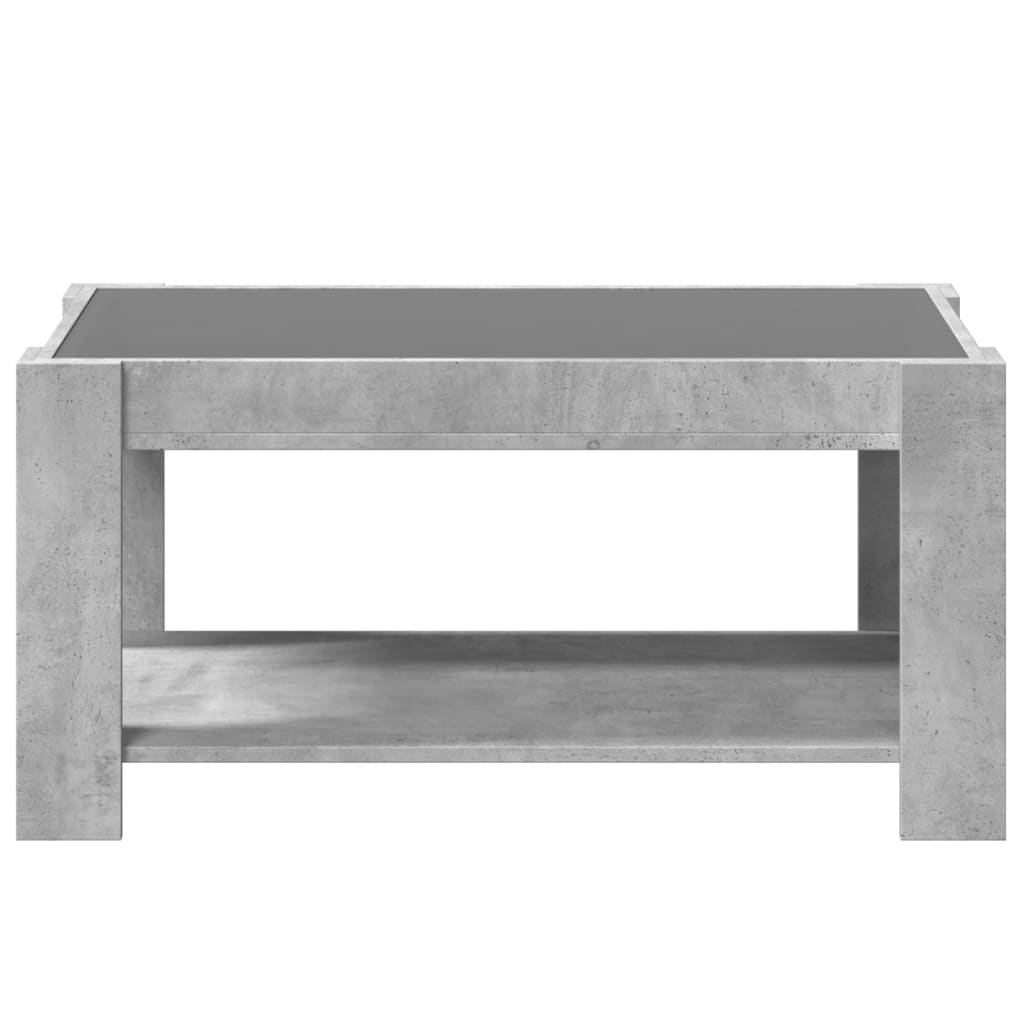 Salontafel met LED 93x53x45 cm bewerkt hout betongrijs
