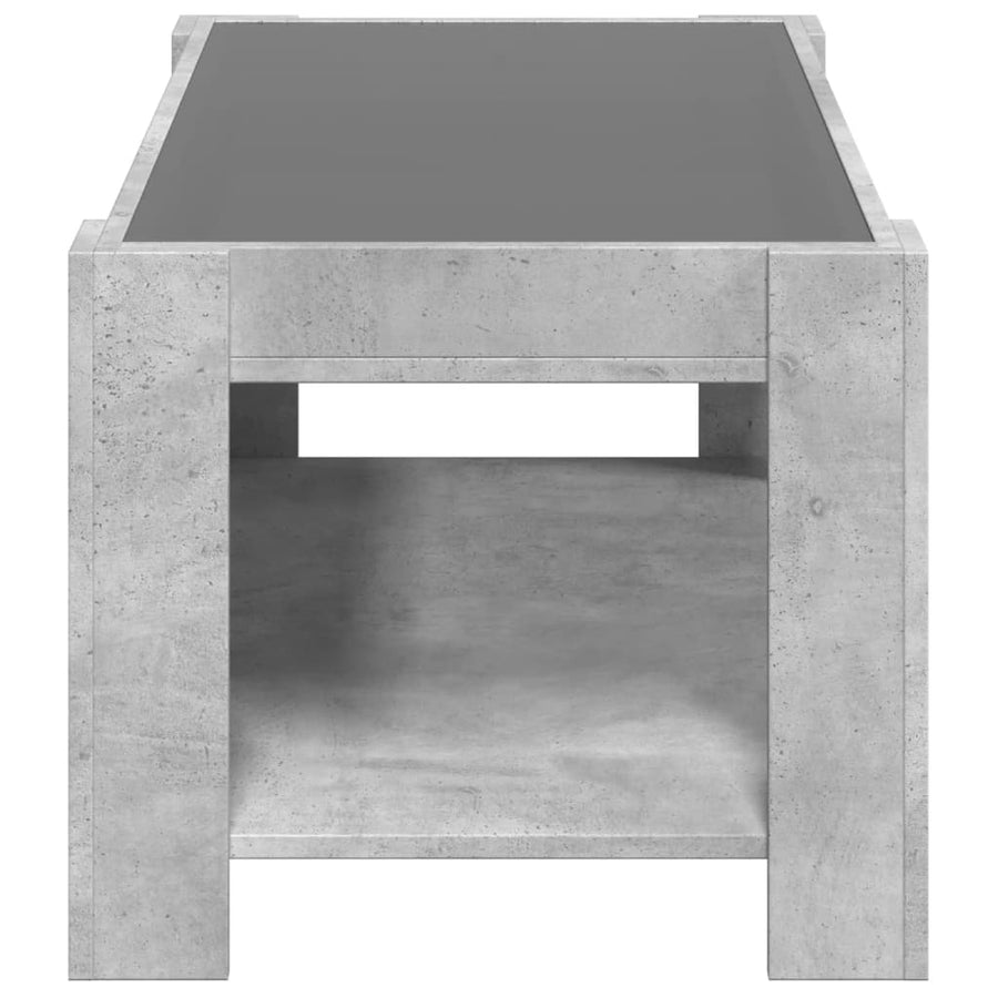 Salontafel met LED 93x53x45 cm bewerkt hout betongrijs