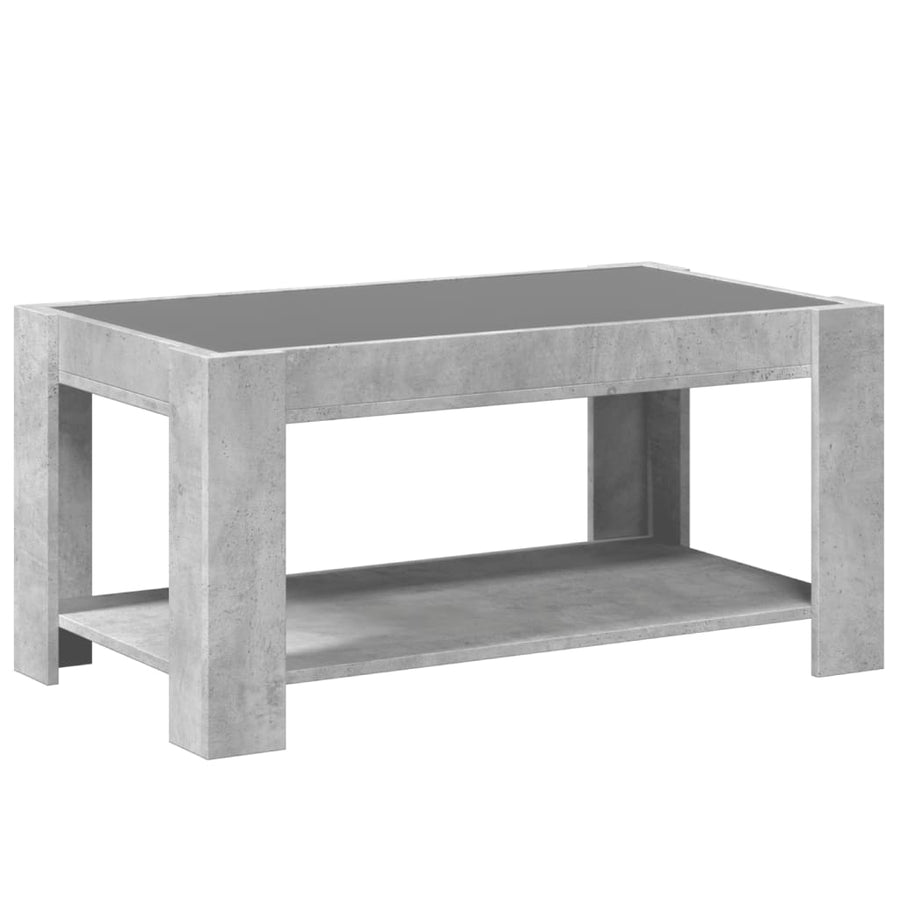 Salontafel met LED 93x53x45 cm bewerkt hout betongrijs