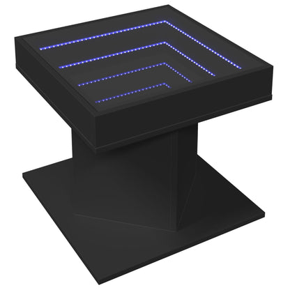 Salontafel met LED 50x50x45 cm bewerkt hout zwart