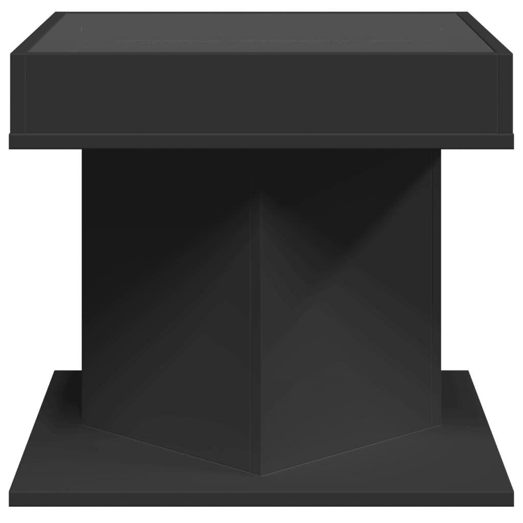 Salontafel met LED 50x50x45 cm bewerkt hout zwart