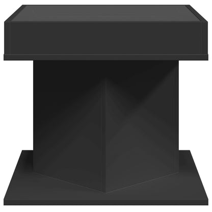 Salontafel met LED 50x50x45 cm bewerkt hout zwart