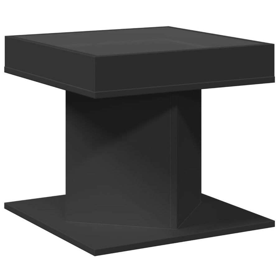 Salontafel met LED 50x50x45 cm bewerkt hout zwart