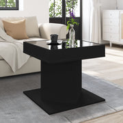 Salontafel 50x50x45 cm bewerkt hout zwart LED