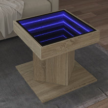 Salontafel met LED 50x50x45 cm bewerkt hout sonoma eikenkleurig