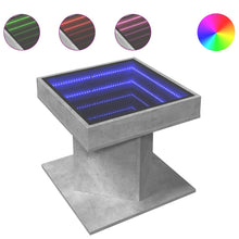 Salontafel met LED 50x50x45 cm bewerkt hout betongrijs