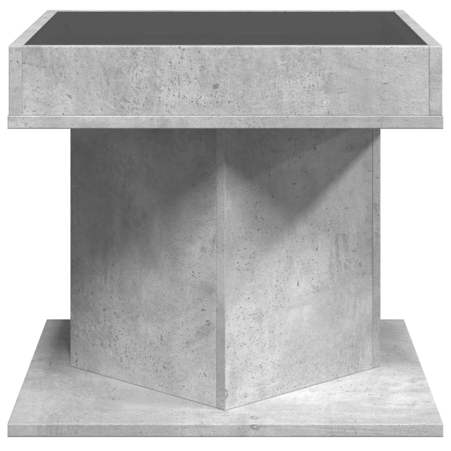 Salontafel met LED 50x50x45 cm bewerkt hout betongrijs