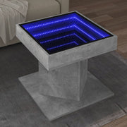 Salontafel 50x50x45 cm bewerkt hout betongrijs LED