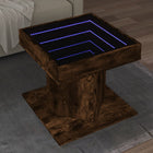Coffee table with LED 50x50x45 cm engineered wood smoked oak color