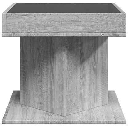 Salontafel met LED 50x50x45 cm bewerkt hout grijs sonoma eiken