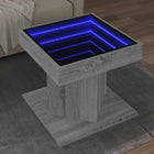 Salontafel 50x50x45 cm bewerkt hout grijs sonoma eiken LED
