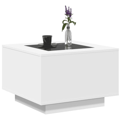 Salontafel met LED 60x60x40 cm bewerkt hout wit