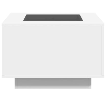 Salontafel met LED 60x60x40 cm bewerkt hout wit