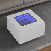 Salontafel 60x60x40 cm bewerkt hout wit LED
