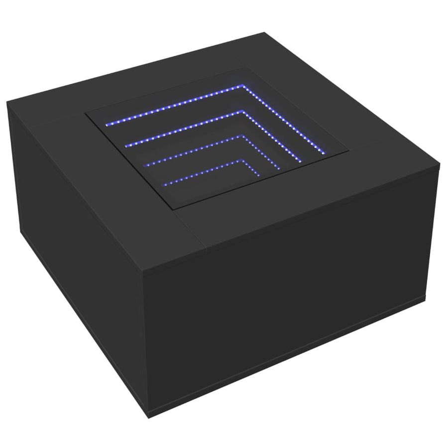 Salontafel met LED 60x60x40 cm bewerkt hout zwart