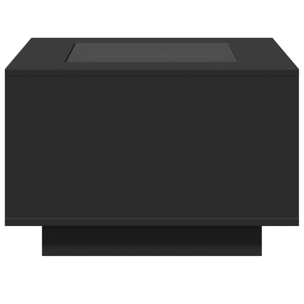 Salontafel met LED 60x60x40 cm bewerkt hout zwart