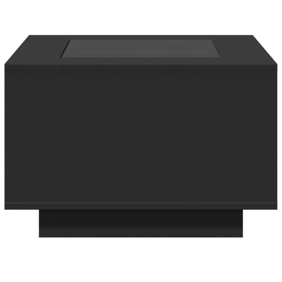 Salontafel met LED 60x60x40 cm bewerkt hout zwart