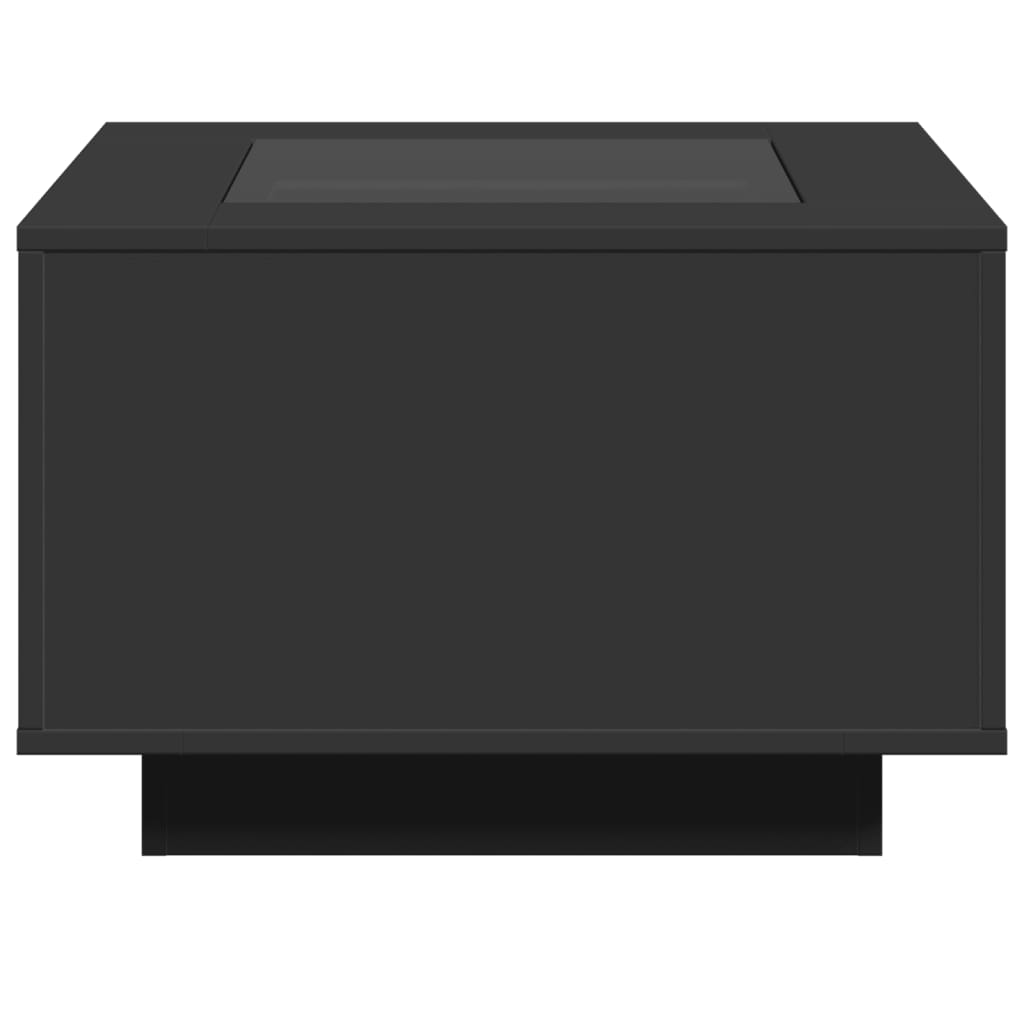 Salontafel met LED 60x60x40 cm bewerkt hout zwart