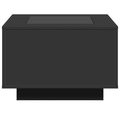 Salontafel met LED 60x60x40 cm bewerkt hout zwart
