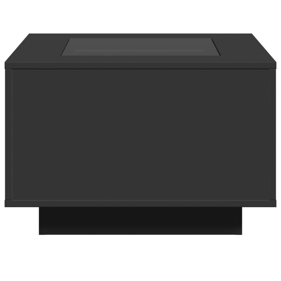 Salontafel met LED 60x60x40 cm bewerkt hout zwart