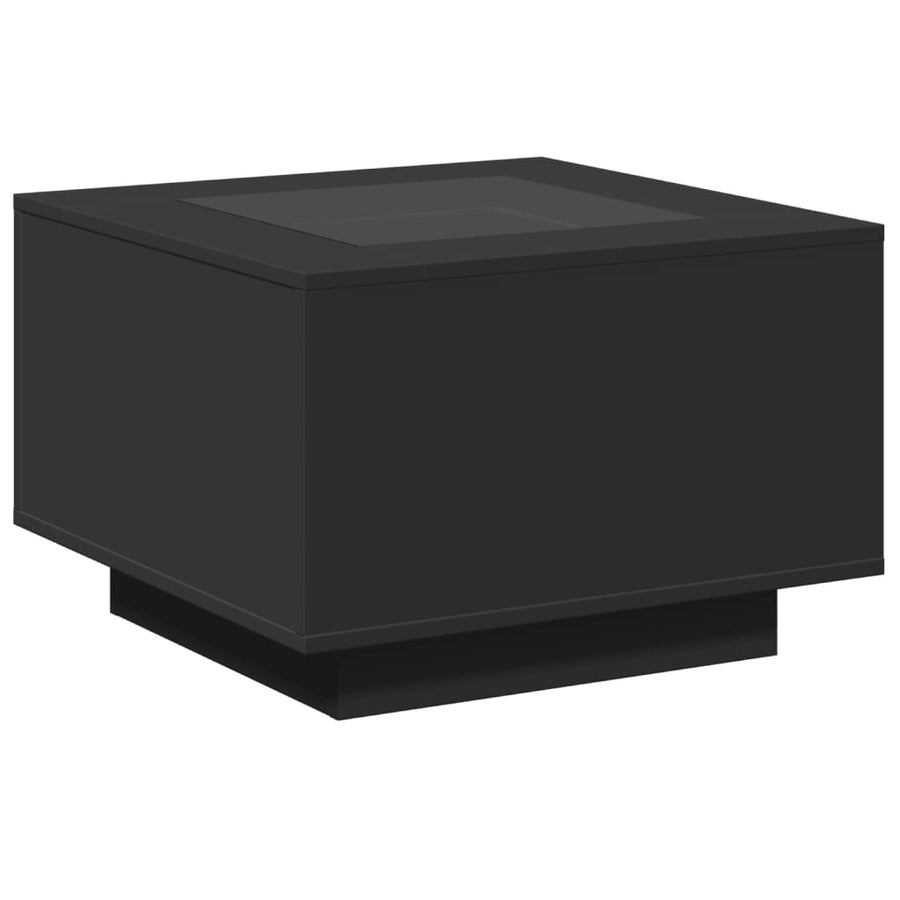 Salontafel met LED 60x60x40 cm bewerkt hout zwart