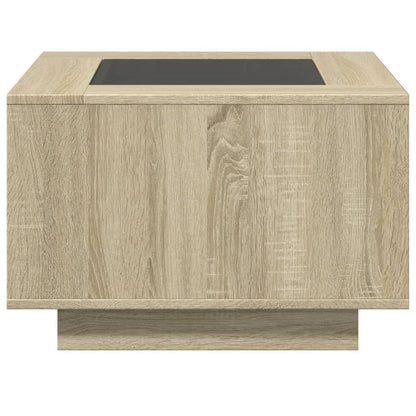 Salontafel met LED 60x60x40 cm bewerkt hout sonoma eikenkleurig