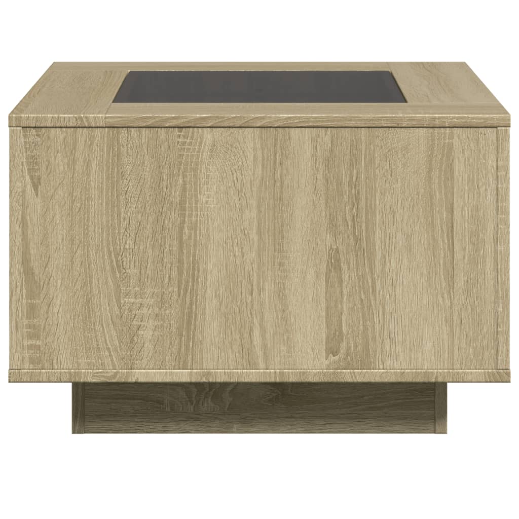 Salontafel met LED 60x60x40 cm bewerkt hout sonoma eikenkleurig