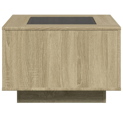 Salontafel met LED 60x60x40 cm bewerkt hout sonoma eikenkleurig