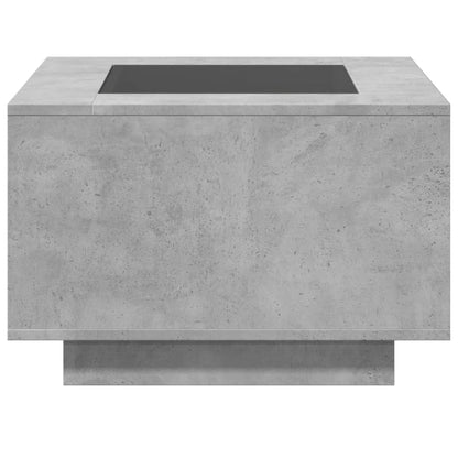 Salontafel met LED 60x60x40 cm bewerkt hout betongrijs